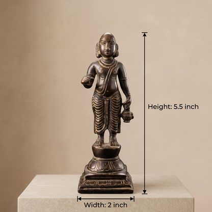 Antique Brass Lord Krishna Standing Idol