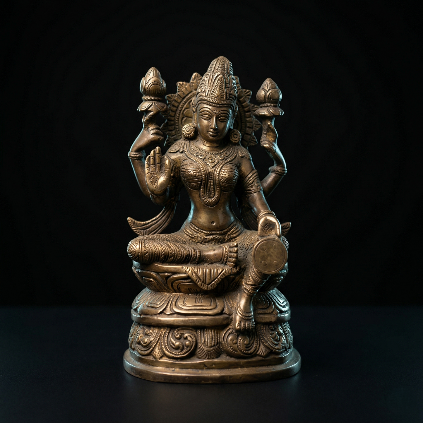 Divine Goddess Lakshmi Brass Heritage Statue