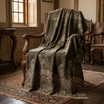Elegant Paisley Jacquard Woolen Blanket