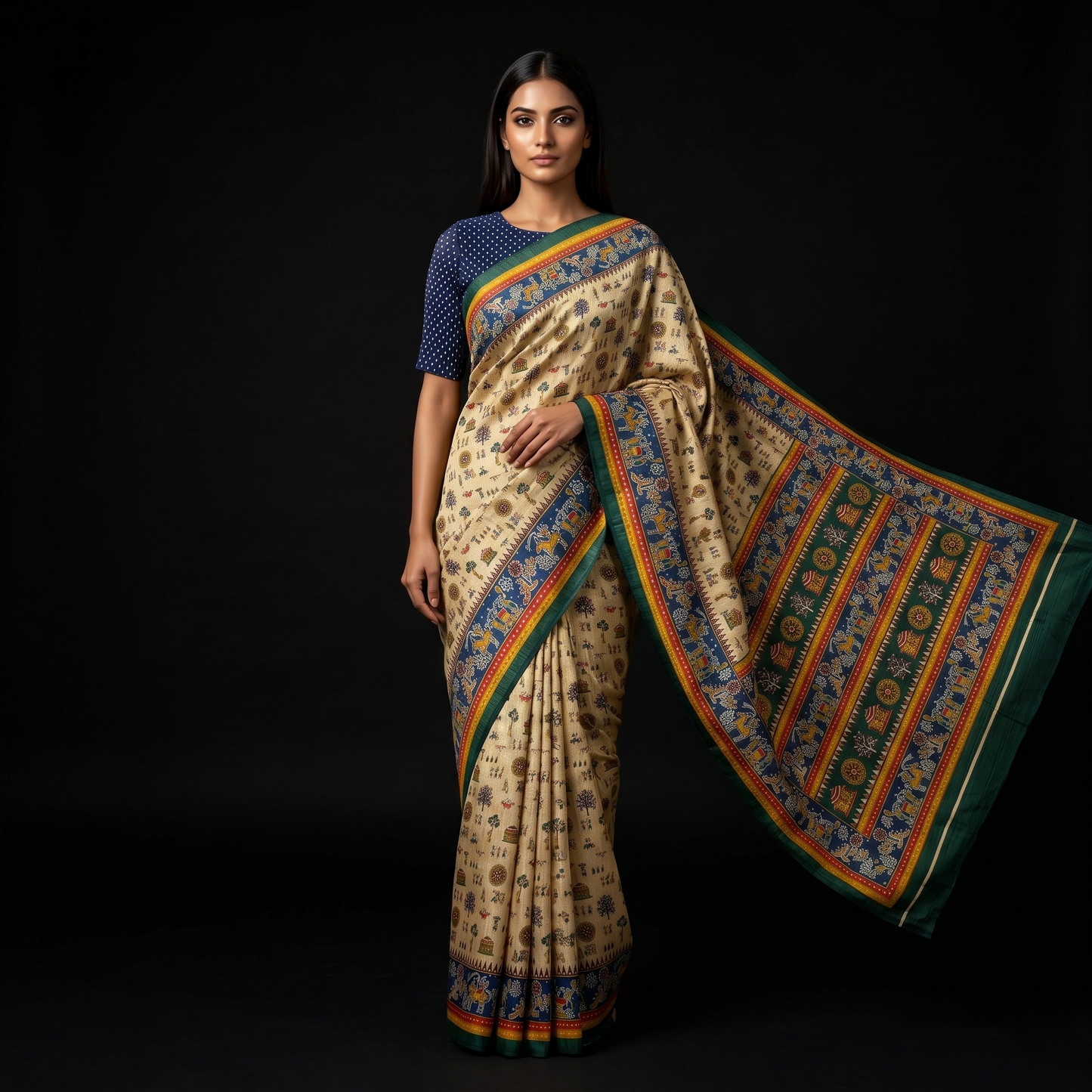 Madhubani Art Tussar Silk Saree