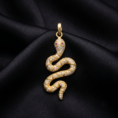 Serpentine Elegance Diamond Silver Pendant Set
