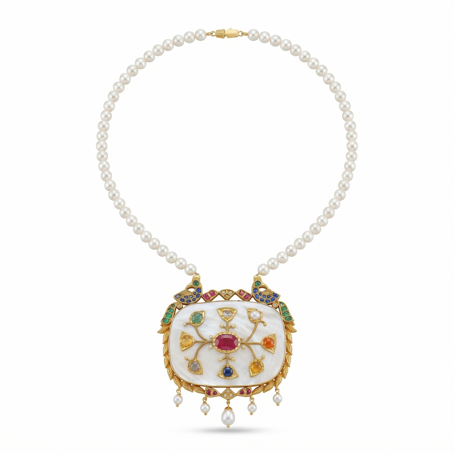Royal Navratna Mother-of-Pearl Heritage Necklace