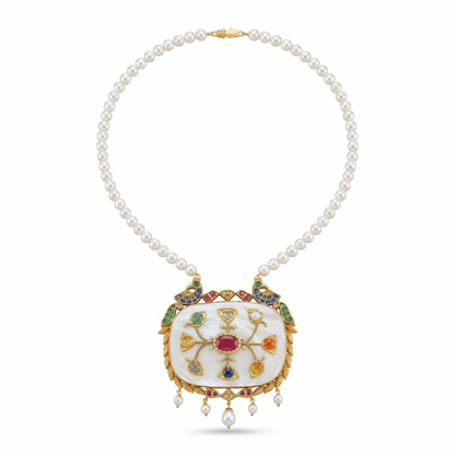 Royal Navratna Mother-of-Pearl Heritage Necklace