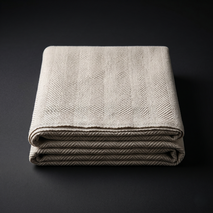Minimalist Ivory Geometric Handcrafted Cotton Bedcover