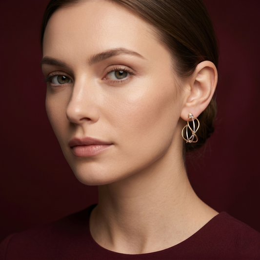 Handcrafted Intertwined Dual Tone Hoop Earrings