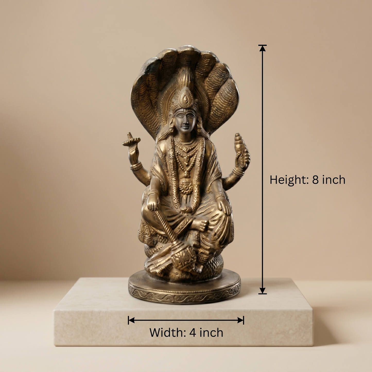 Handcrafted Brass Lord Vishnu Sheshnag Idol