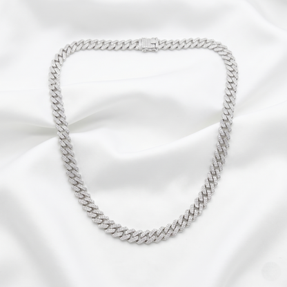 Iced Out Silver Cuban Link Chain