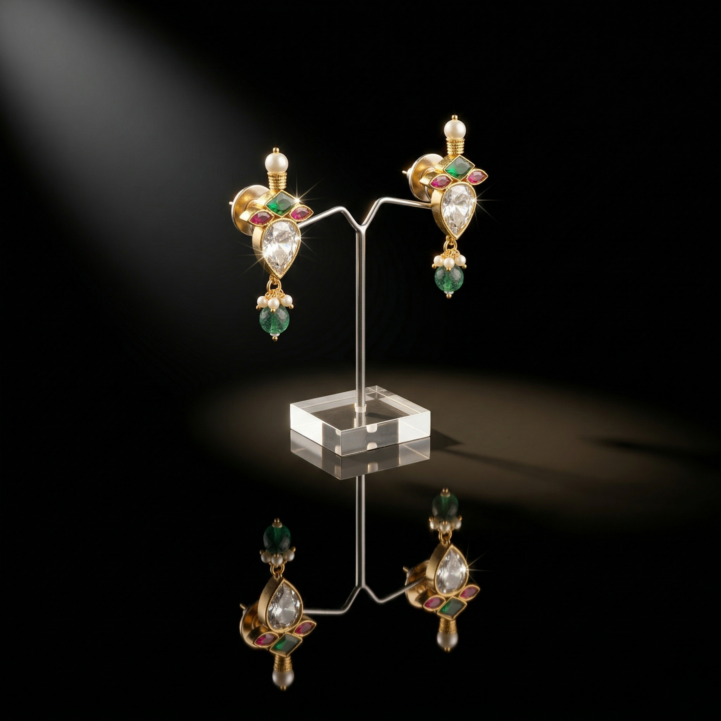 Heritage Gold Plated Silver Floral Drop Earrings