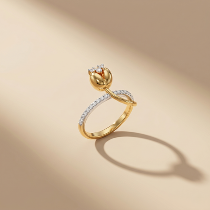 Golden Tulip Diamond Bypass Band Ring