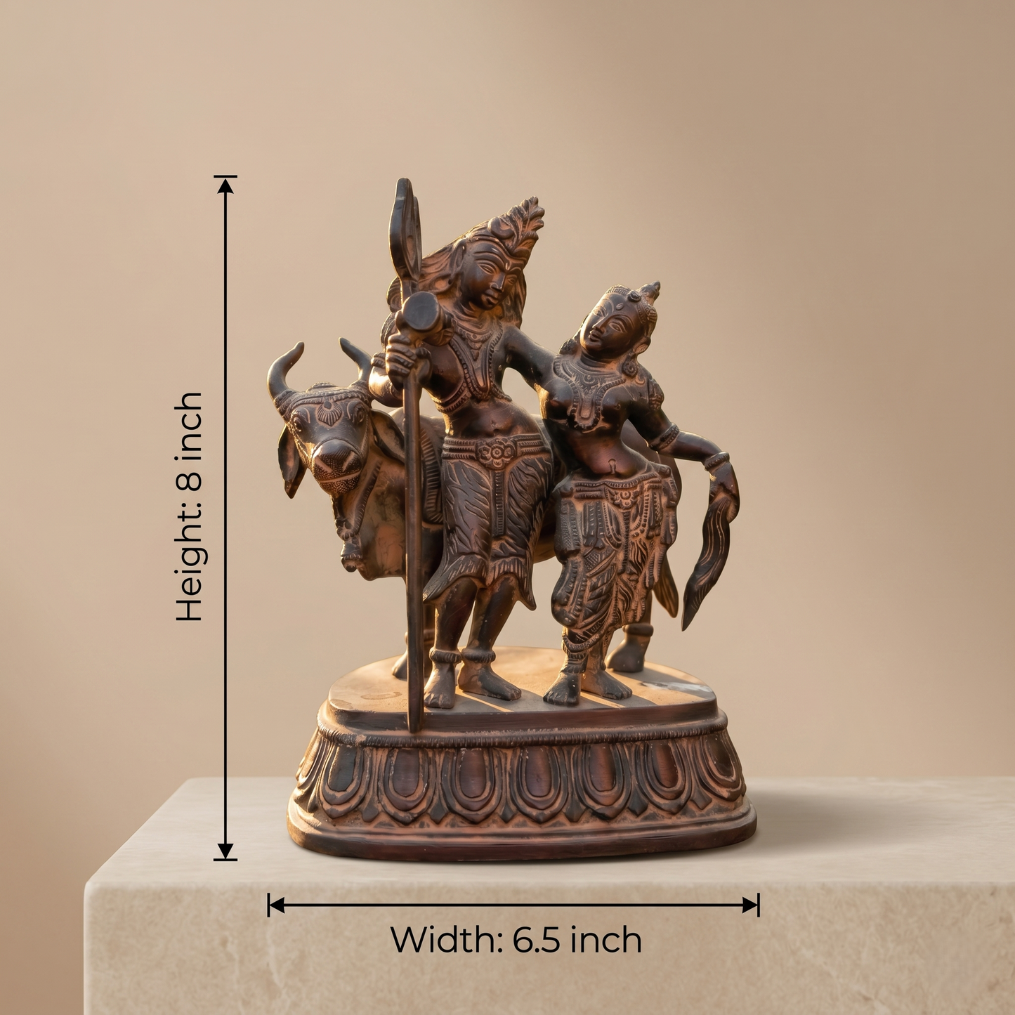 Antique Brass Shiva Parvati Nandi Statue
