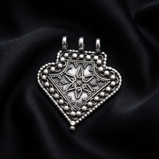 Vintage Handcrafted Sterling Silver Tribal Pendant