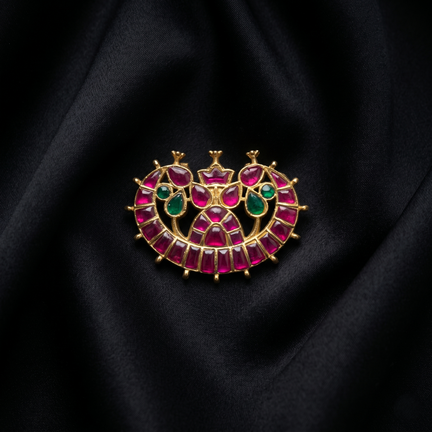 Regal Ruby & Emerald Silver Pendant
