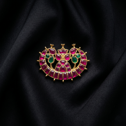 Regal Ruby & Emerald Silver Pendant