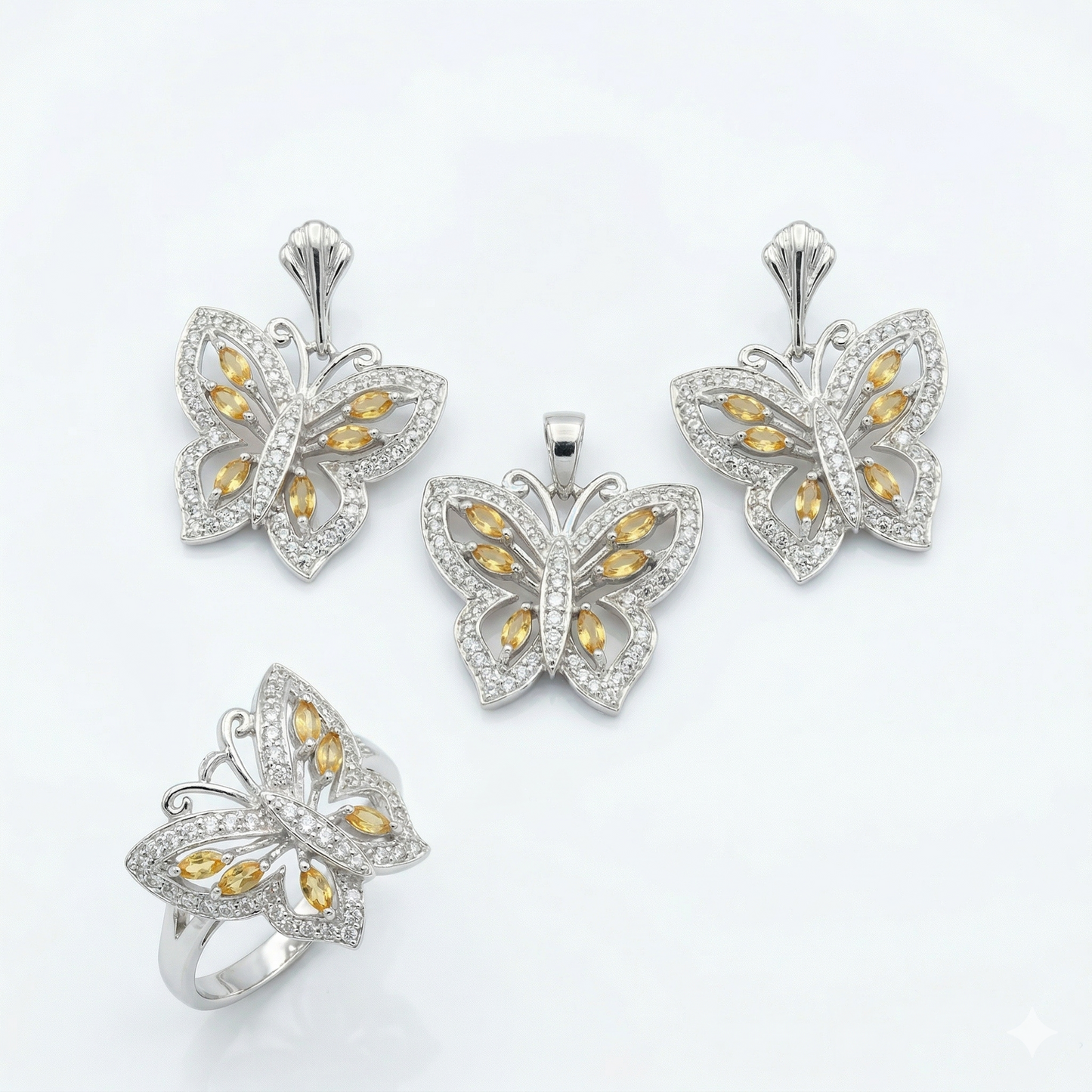 Celestial Flutter 92.5 Silver Pendant Set