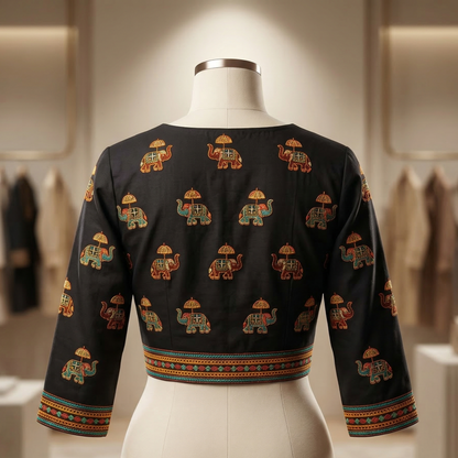 Heritage Gold Elephant Embroidered Ethnic Jacket