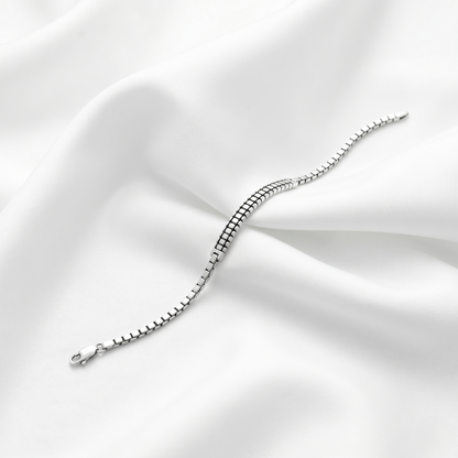 Sleek Geometric Silver Link Bracelet