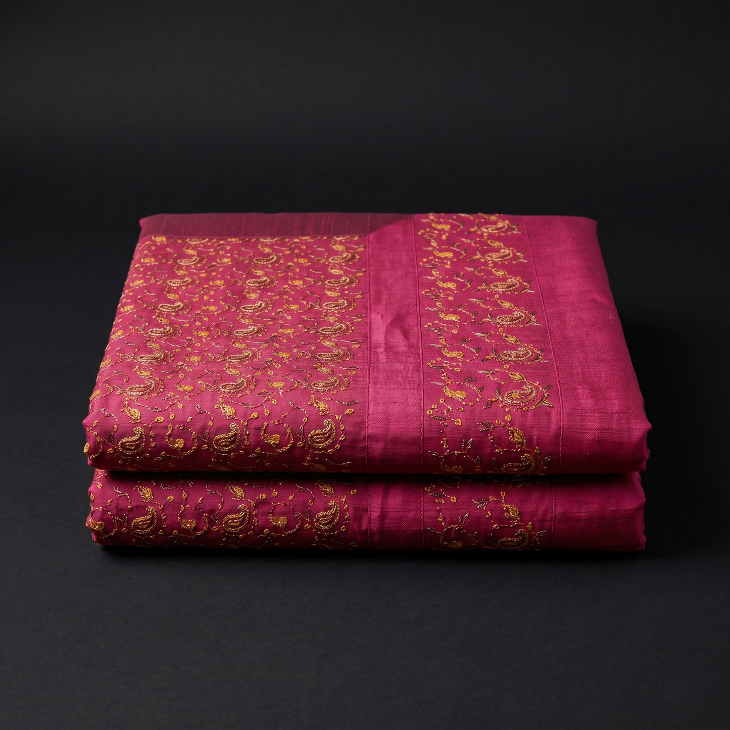 Royal Maroon Silk Buta Embroidered Bedcover