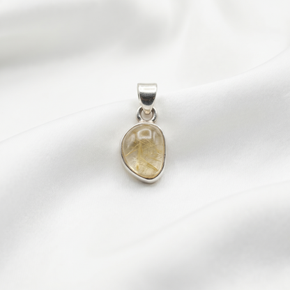 Handcrafted Rutilated Quartz Silver Teardrop Pendant