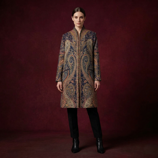 Imperial Tapestry High Neck Long coat