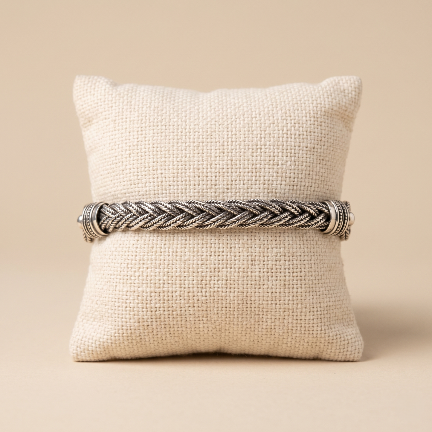 Intricate Handcrafted Braided Sterling Silver Bracelet