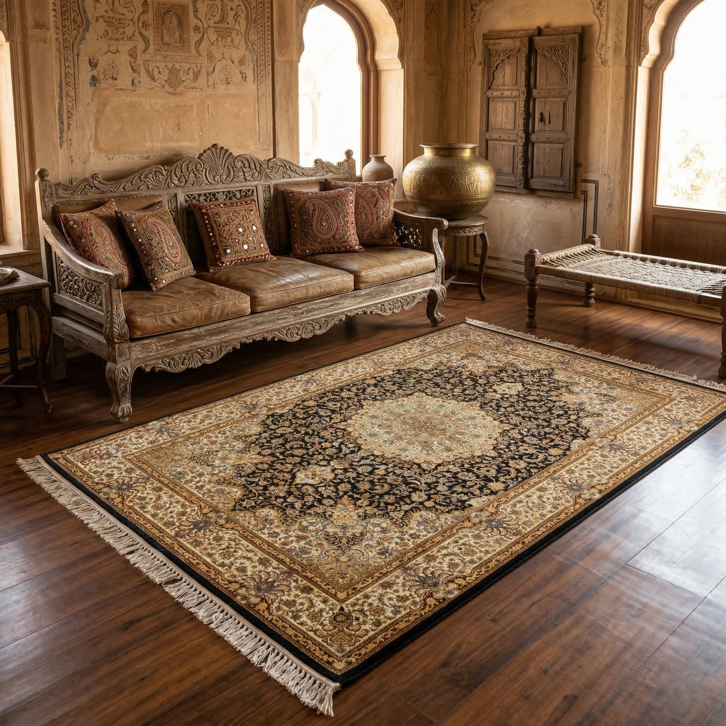 Intricate Medallion Pattern Persian Style Rug