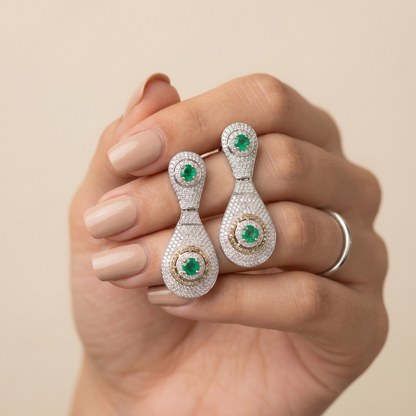 Emerald Radiance 92.5 Silver Drop Earrings