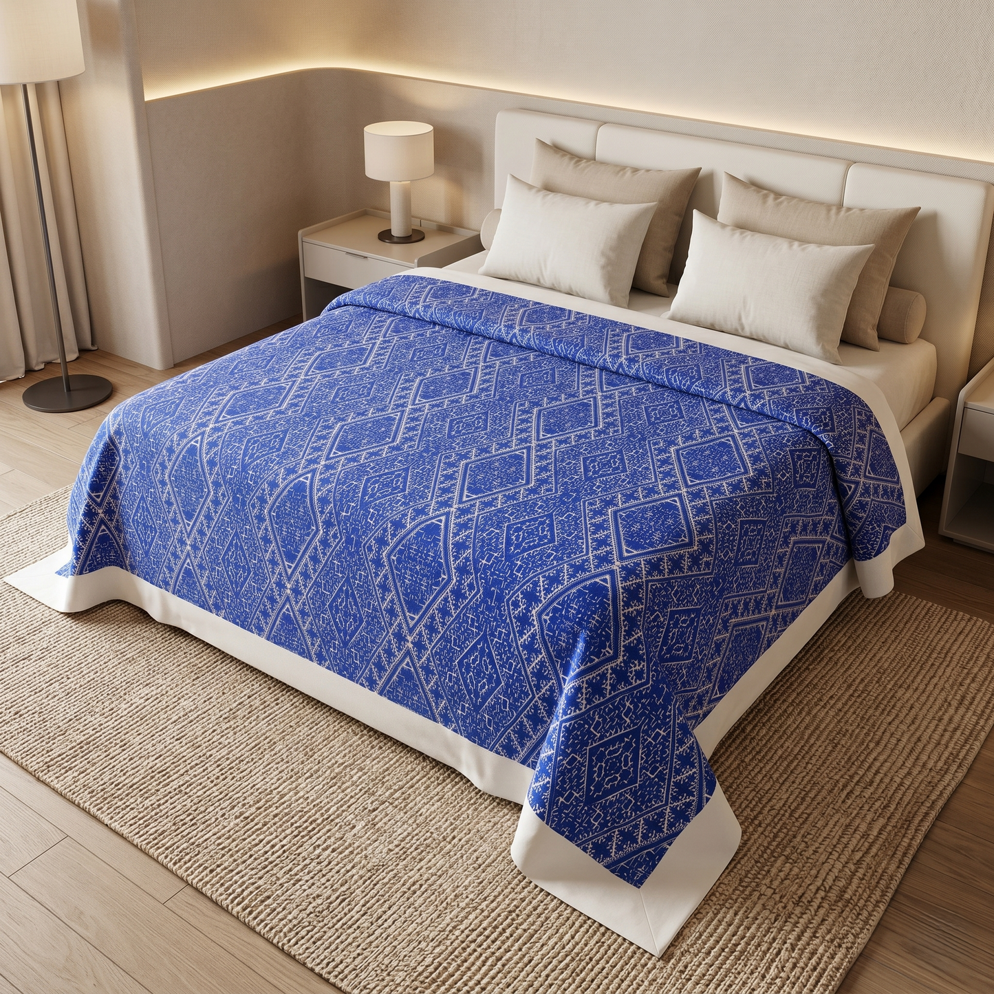 Indigo Geometric Simplicity Artisan Khadi Bedcover