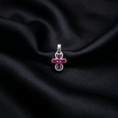 Floral Ruby 92.5 Silver Pendant
