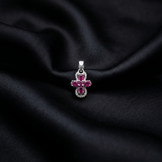 Floral Ruby 92.5 Silver Pendant