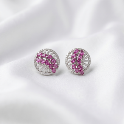 Elegant Victorian Ruby Silver Stud Earrings