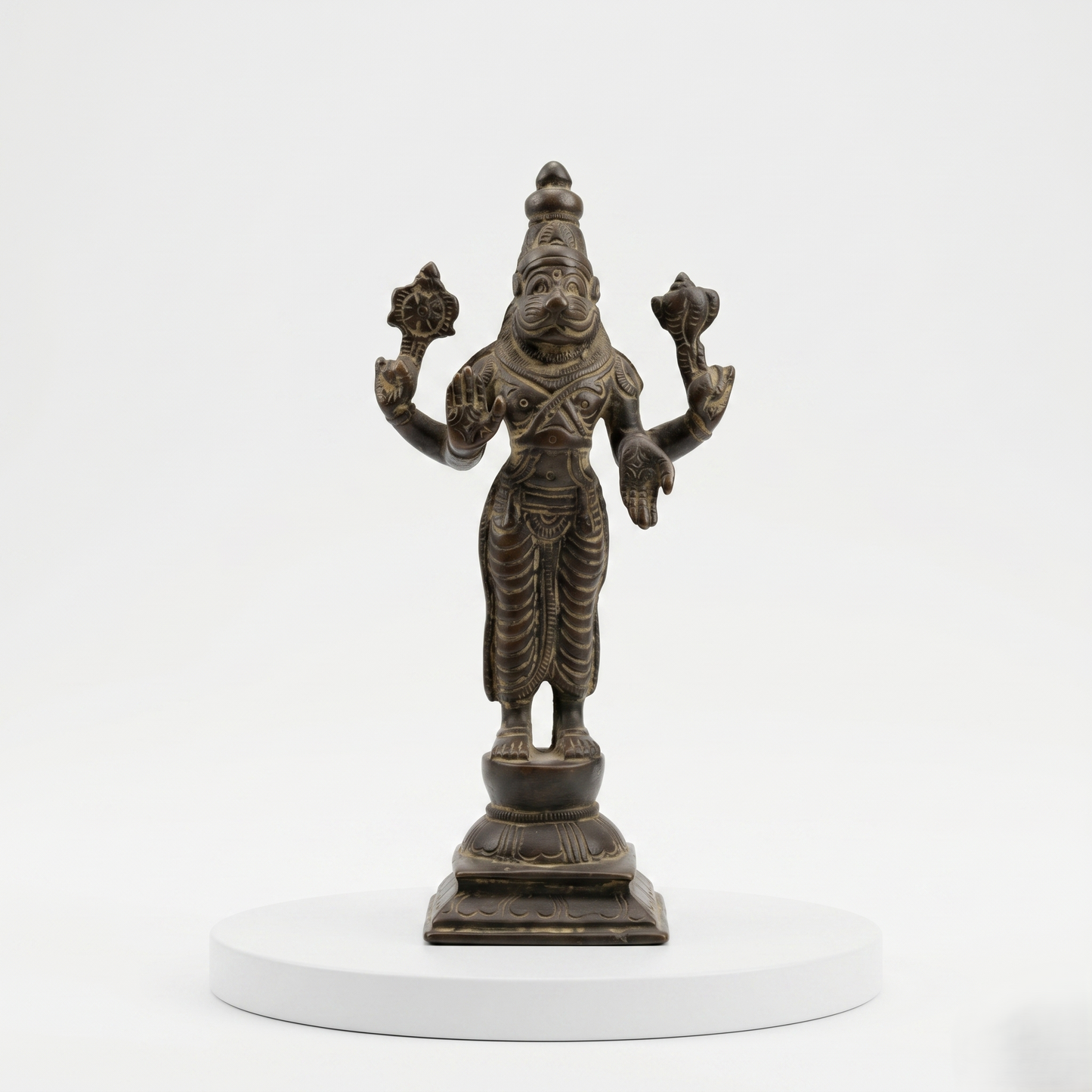 Antique Brass Lord Narasimha Standing Idol