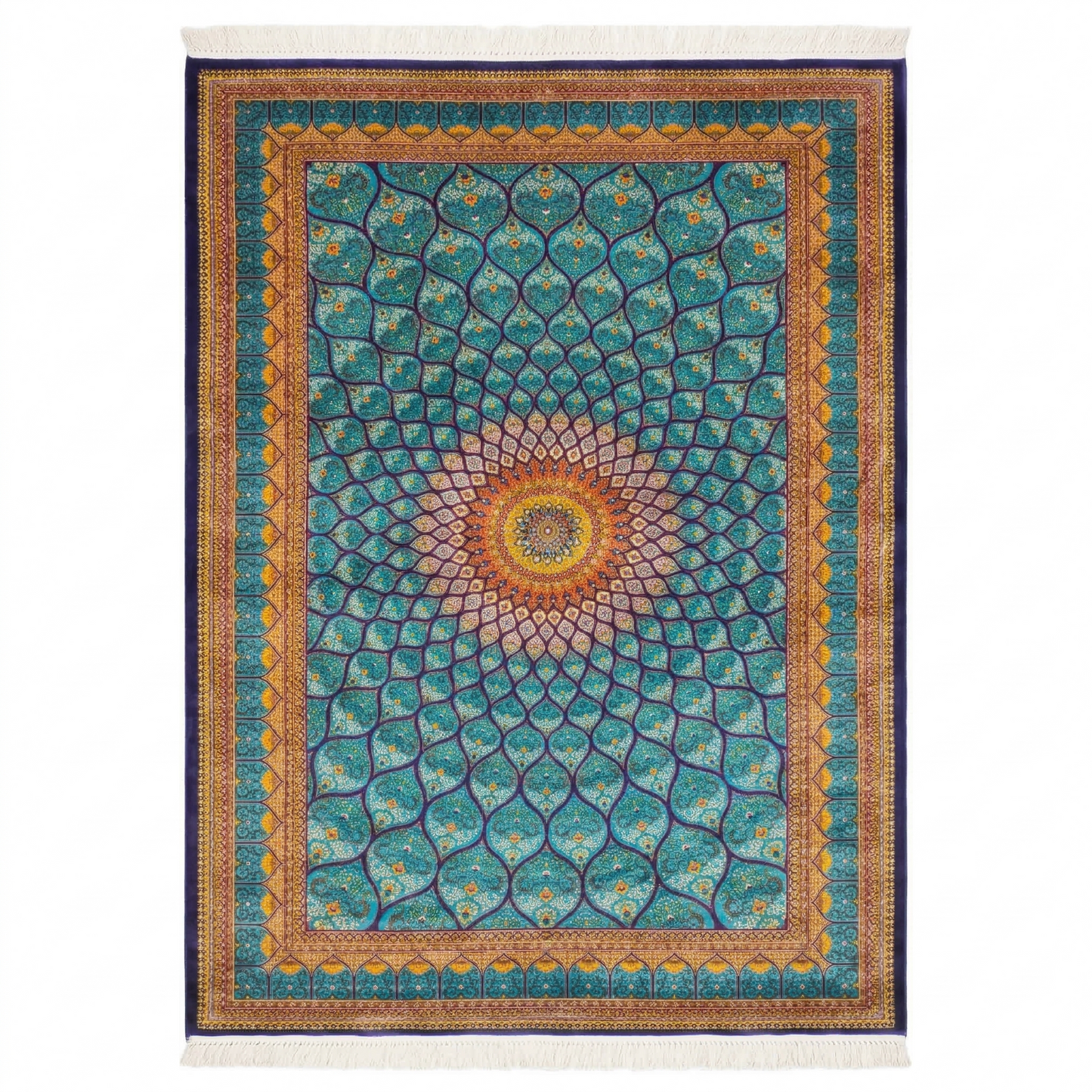 Azure Radiance Persian Inspired Mandala Rug