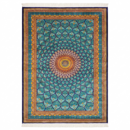 Azure Radiance Persian Inspired Mandala Rug