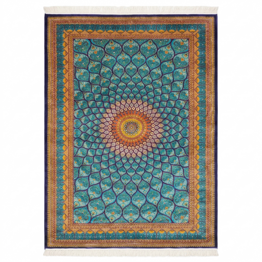 Azure Radiance Persian Inspired Mandala Rug