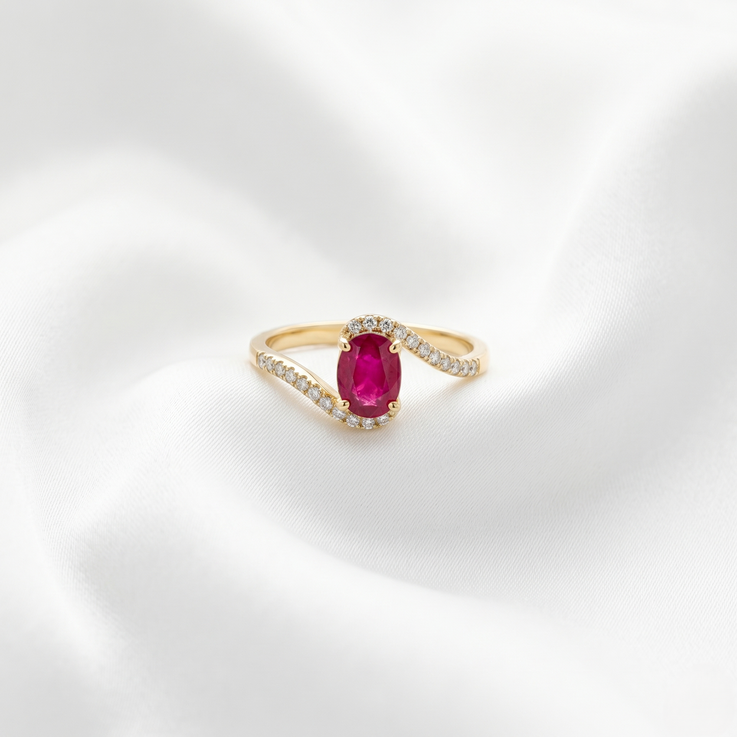 Royal Ruby Twist Diamond Gold Ring