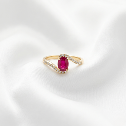 Royal Ruby Twist Diamond Gold Ring