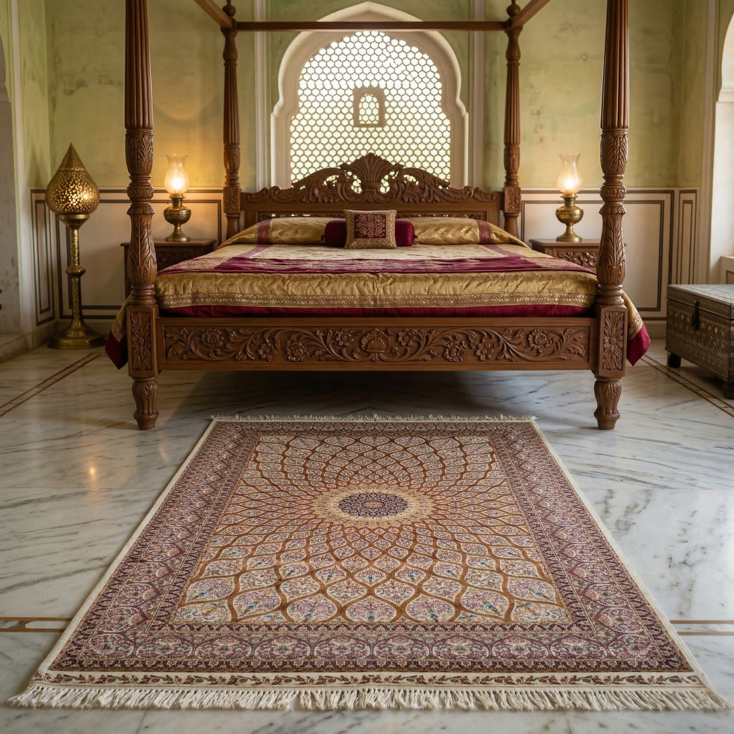 Royal Medallion Hand Knotted Silk Rug