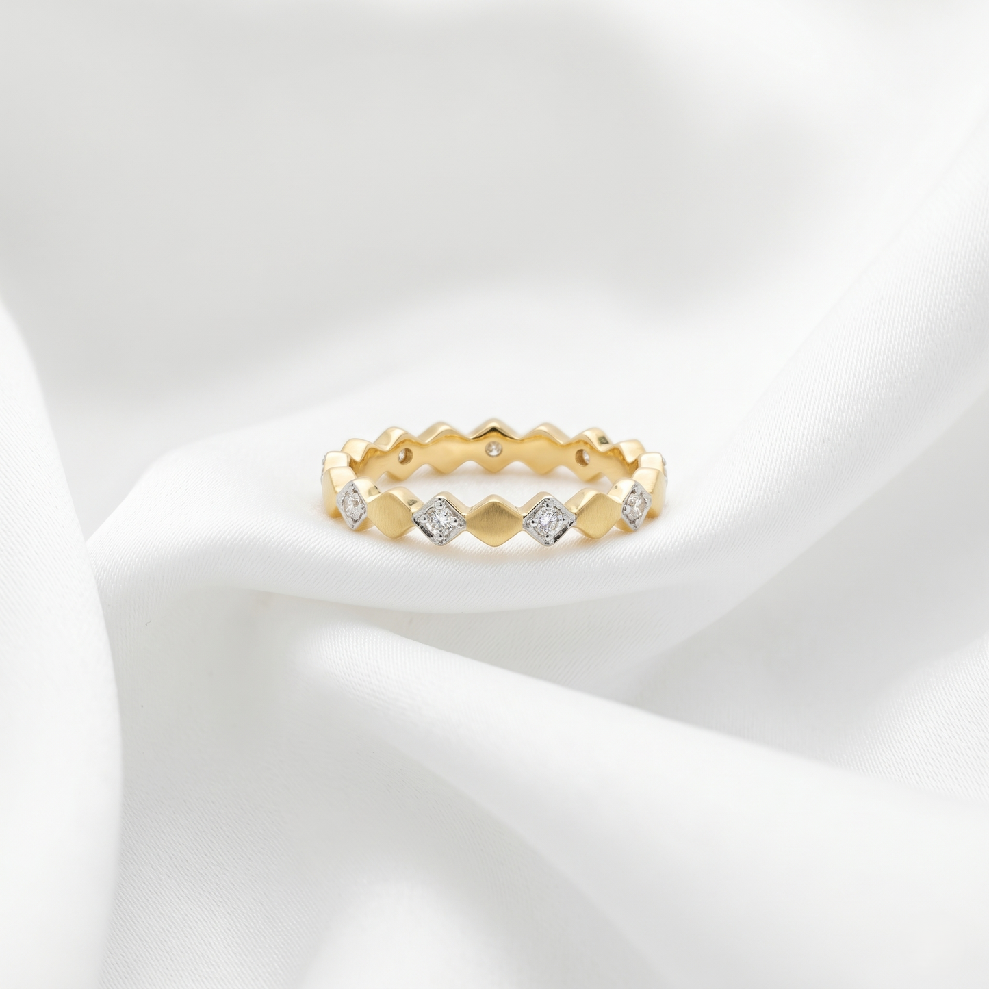 Geometric Diamond Gold Eternity Band