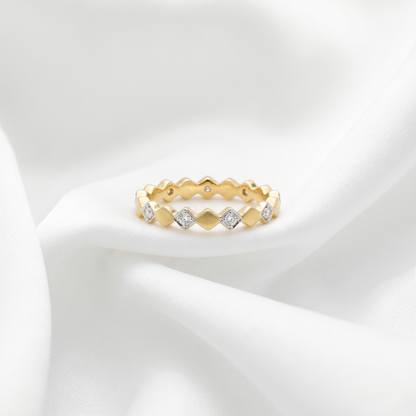 Geometric Diamond Gold Eternity Band