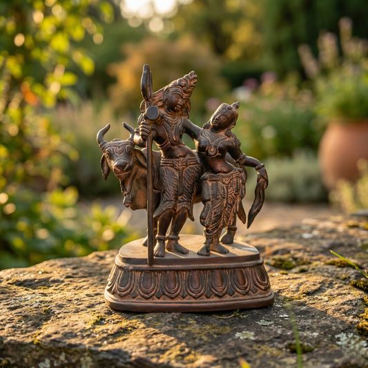Antique Brass Shiva Parvati Nandi Statue