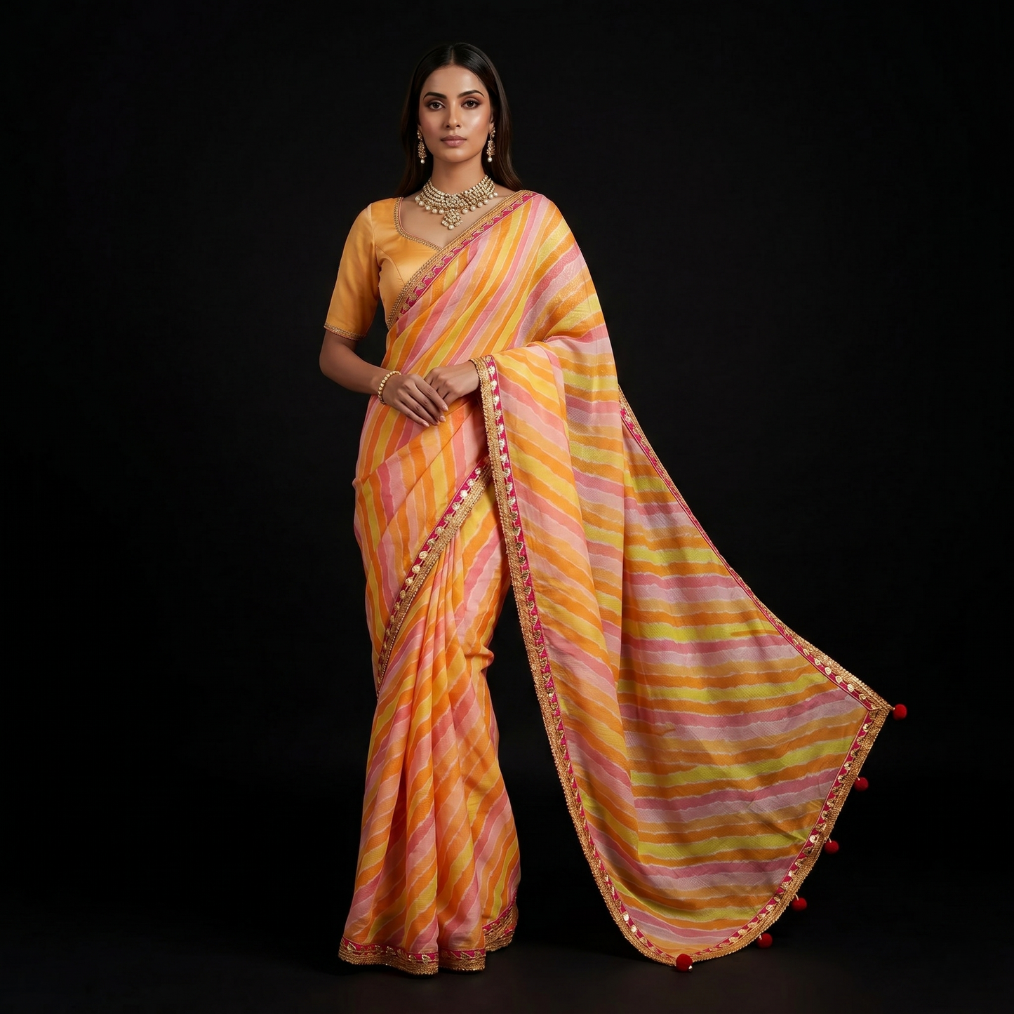 Vibrant Leheriya Festive Silk Blend Saree