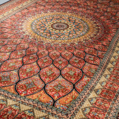 Royal Crimson Medallion Silk Persian Rug
