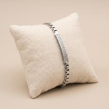 Geometric Sterling Silver Mesh Link Bracelet