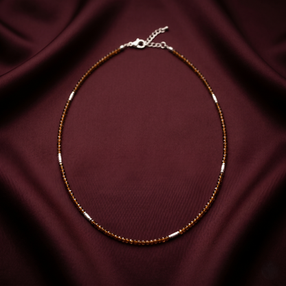 Amber Sparkle Silver Bar Beaded Choker