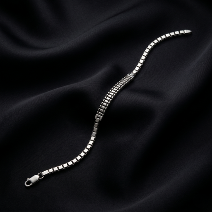 Sleek Geometric Silver Link Bracelet