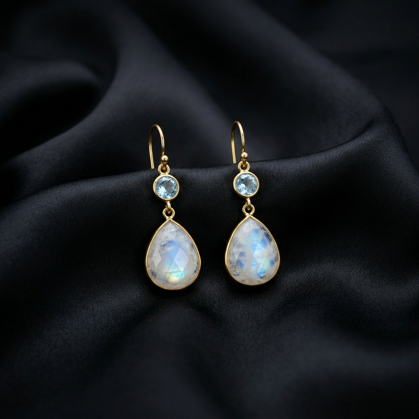 Celestial Moonlight Silver Drop Earrings