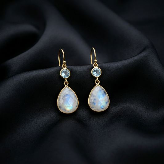 Celestial Moonlight Silver Drop Earrings