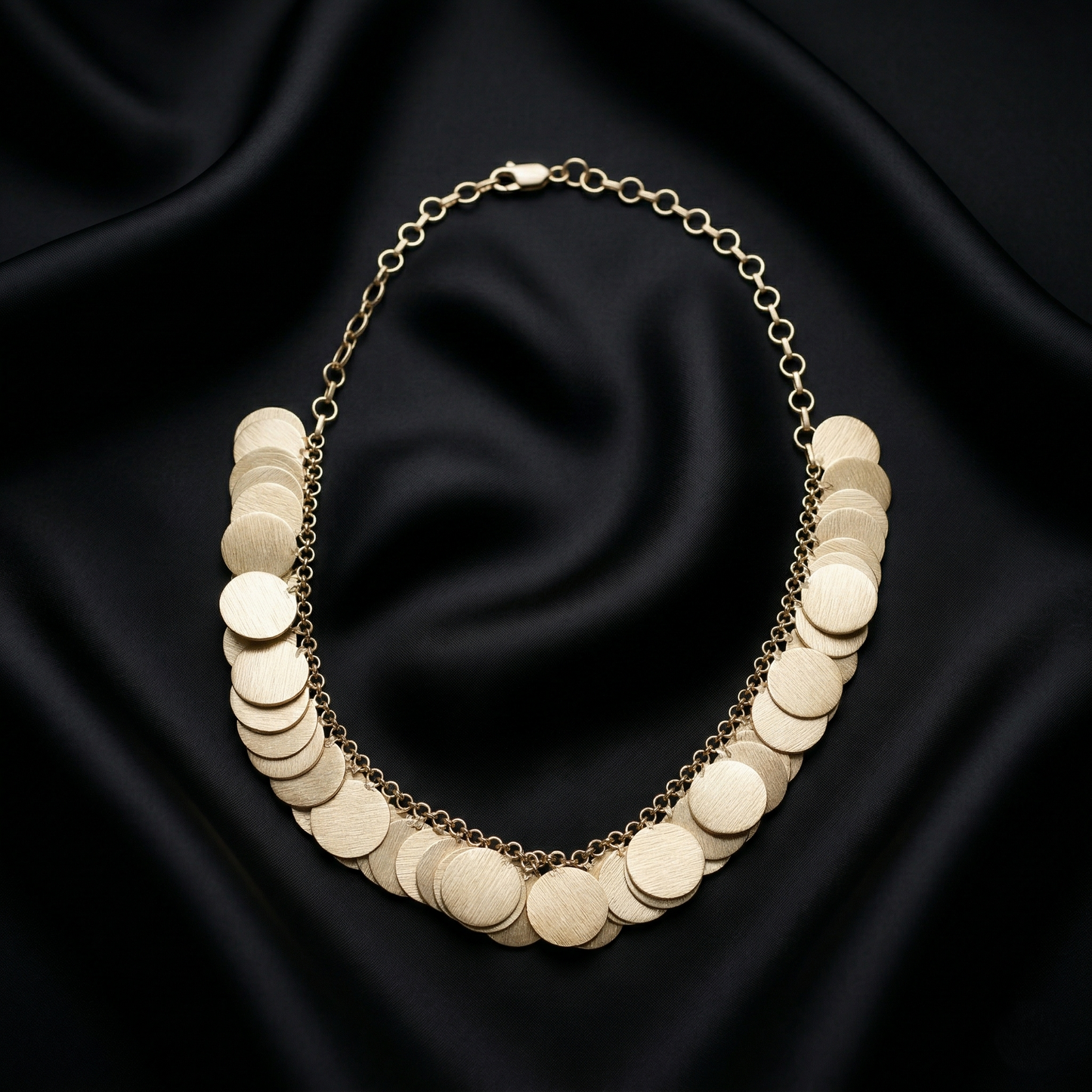 Elegance Redefined Brushed Silver Disc Necklace