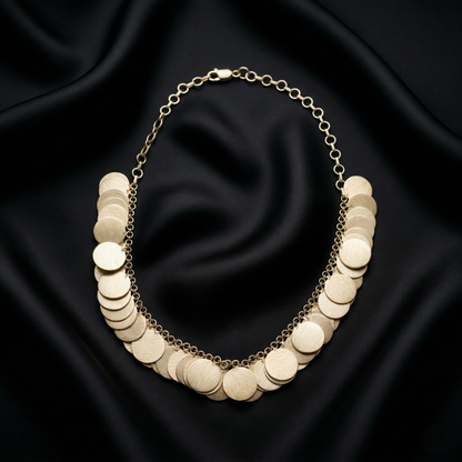 Elegance Redefined Brushed Silver Disc Necklace
