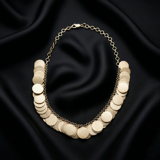 Elegance Redefined Brushed Silver Disc Necklace